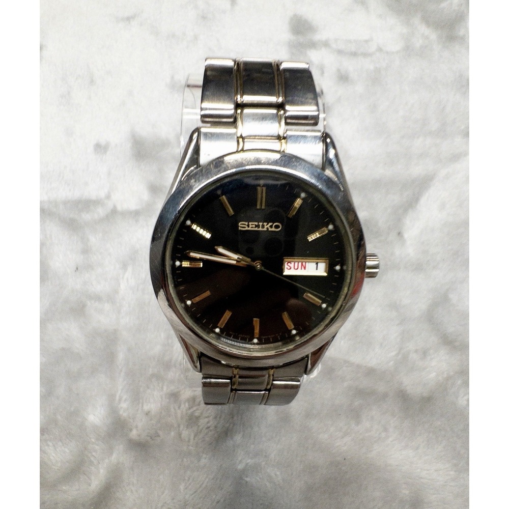 Seiko Essentials SUR363 Quartz Black Dial Two Tone Stainless Steel Men's Watch